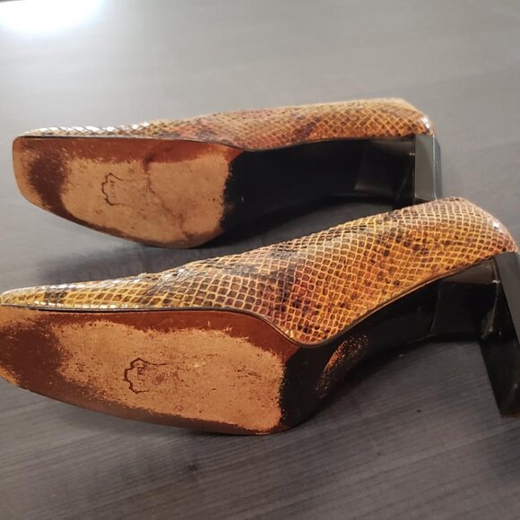 Stuart Weitzman animal print snake leather low heel shoes - Picture 10 of 11